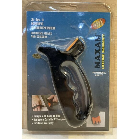 New Maxam 2-in-1 Professional Quality Knife Scissors Sharpener Tungsten Carbide - Picture 1 of 2
